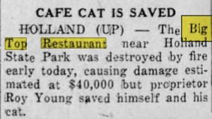 Big Top Restaurant - Aug 1950 Cat Is Saved